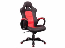Q-029 - kancelářská židle - koženka červená/černá (S) (K150-Z)