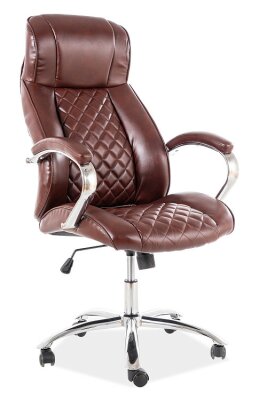 Q-557 - kancelářské křeslo - eco kůže hnědá/ chrom, Nosnost 120kg (S) (OBRQ557 BR) (K150-Z) SUPERAKCE