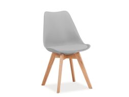 KRIS BUK- jídelní židle eco kůže SVĚTLE ŠEDÁ/ nohy dřevo buk (KRISBUJSZ) (S) (K150-Z)