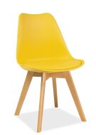 KRIS BUK- jídelní židle eco kůže ŽLUTÁ/nohy dřevo buk (KRISBUZO) (S) (K150-Z)