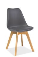 KRIS BUK- jídelní židle eco kůže ŠEDÁ/ nohy dřevo buk (KRISBUSZ) (S) (K150-Z)