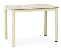 DAMAR (DAMARK80) jídelní stůl 80 x 75 x 60 krémová / nohy krém, sklo s ornamentem (S) (K150-E) DAMAR (DAMARK80) jídelní stůl 80 x 75 x 60 krémová / nohy krém, sklo s ornamentem (S) (K150-E)