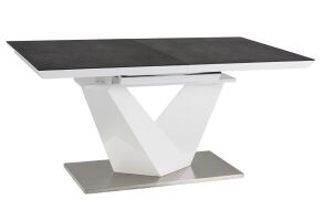 ALARAS II 140 jídelní stůl černé tvrzené sklo / bílá lesk / chrom-rychlý rozklad (S) (K150-Z)