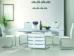 FANO jídelní stůl bílá vysoký lesk 160(220)x77x90 FANOB(S) (K150-Z)