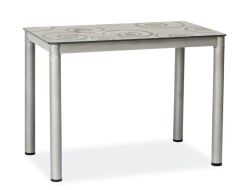 DAMAR (DAMARSZ80) jídelní stůl 80X60  šedý / šedé hohy,tvrzené sklo s ornamentem (S) (K150-E)