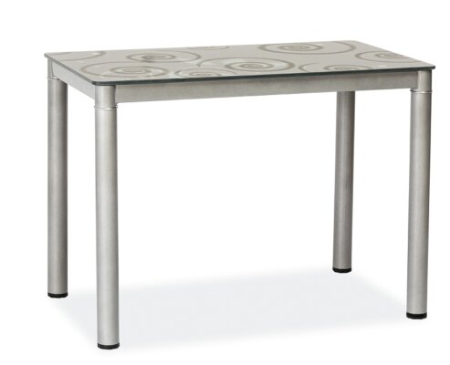 DAMAR (DAMARSZ80) jídelní stůl 80X60  šedý / šedé hohy,tvrzené sklo s ornamentem (S) (K150-E)