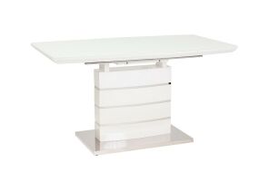 LEONARDO 1 jídelní stůl rozkládací lamino Bílá lesk/ sklo bílá (LEONARDOBB140) (S) (K150-Z)