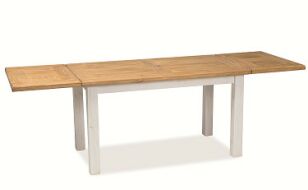PROVANCE New -Jídelní stůl rozkládací, masiv borovice bílá patina/dub medový (S) (POPRADBM140=2balíky) (K150)SUPERAKCE