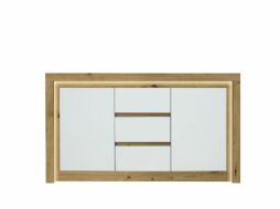 RIMINI II NEW komoda 2D3SM Ořech salev / bílá lesk včetně LED osvětlení RIMINI II NEW komoda 2D3SM Ořech salev / bílá lesk včetně LED osvětlení