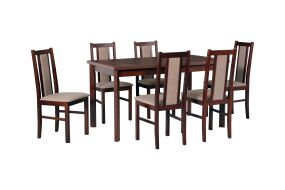MILENIUM 2 - jídelní set stůl+6 židlí (Modena 1P+Boss 14 ) ořech/látka 5 hnědá - kolekce 