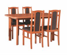 MILENIUM 3 - jídelní set stůl+4 židle (Wenus 2P+ Boss 7) olše/látka č.6 (kat. znač.7) tmavě hnědá - kolekce 