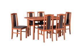 MILENIUM 3 - jídelní set stůl+6 židlí (Wenus 2P+ Boss 7) olše/látka č.6( kat. znač.7) tmavě hnědá - kolekce 