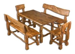 OM-101 zahradní sestava (1x stůl + 2x lavice + 2x židle) brunat