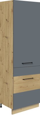 Vysoká skříňka pro lednici INF-21D Šedá matná/Dub Artisan