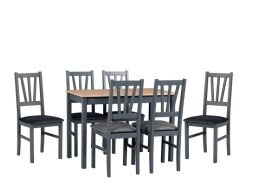 MILENIUM 7 - jídelní set stůl+6 židlí (Max 2+Boss 5 ) lamino dub sonoma/grafitová / židle grafitová/ látka grafitová 28B-Kronos 22 - kolekce 