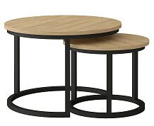 Konferenční stolek sada TRENTO 2kusy - lamino DUB HICKORY/ noha kov ČERNÝ