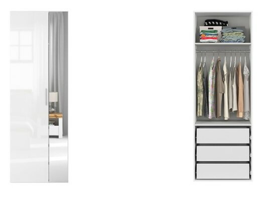 skř. FLEX (š. 75) ZESTAW 14 bílá/bílý lesk/zrcadlo skř. FLEX (š. 75) ZESTAW 14 bílá/bílý lesk/zrcadlo