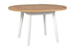 OSTENA 3L (OSLO 3L) jídelní stůl kulatý rozkládací - lamino Dub Artisan/nohy bílá dřevo - kolekce OSTENA 3L (OSLO 3L) jídelní stůl kulatý rozkládací - lamino Dub Artisan/nohy bílá dřevo - kolekce