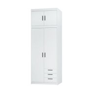 EVERLY 2D3SN - skříň S NÁDSTAVCEM - Bílá (ELENA WH02 3S1+NAEL WH02) 
