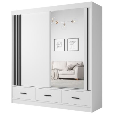 Šatní skříň ALJAŠKA CA-24-200, bílá/black