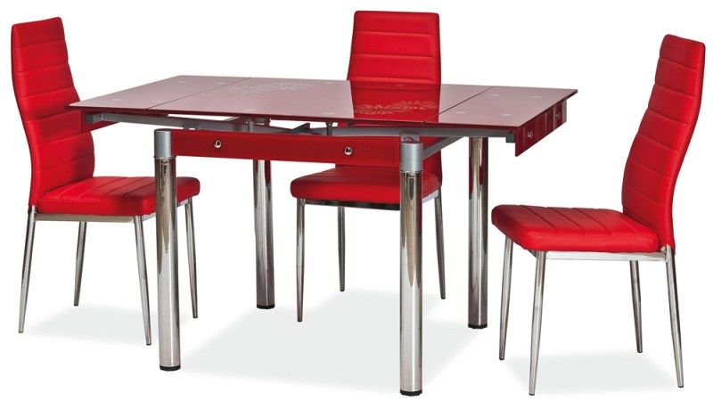 GD-082 jídelní stůl červená  kov/tvrzené sklo červená - 1