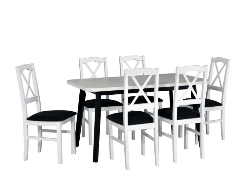 OSTENA 6 (OSLO 6) jídelní stůl rozkládací - lamino deska Bílá (borovice andersen) / nohy černá - kolekce 