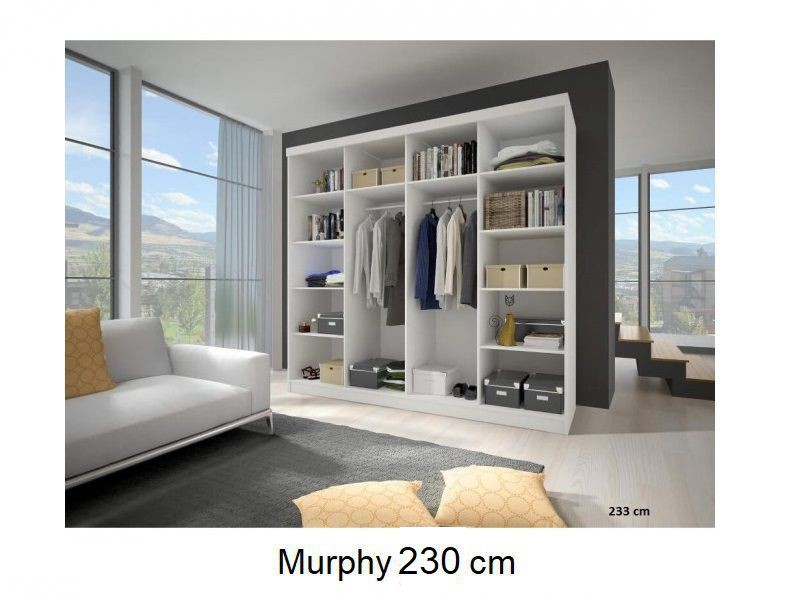 MURPHY 31 (MULTI 31) - ŠATNÍ SKŘÍŇ 230(233) - 2 dvéřová - korpus grafit/dveře černý pololesk /zrcadlo(5balíků) (IZ) (K150-Z) - 1