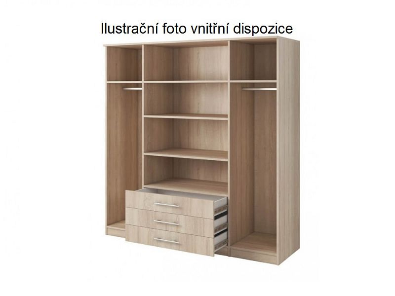 ŠEBA 4D (SZANTAL 4D SZ 20) - ŠATNÍ SKŘÍŇ- 4dvéřová 3 šuplíkyse zrcadlem- lamino - dub sonoma (IZ) (K150-Z) - 1
