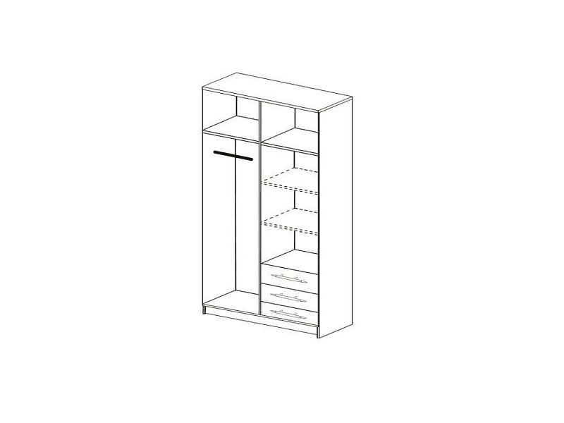 ŠEBA 2D (SZANTAL 2D SZ 15) - ŠATNÍ SKŘÍŇ- 2dvéřová 3 šuplíkyse zrcadlem- lamino - dub sonoma (IZ) (K150-Z) - 2