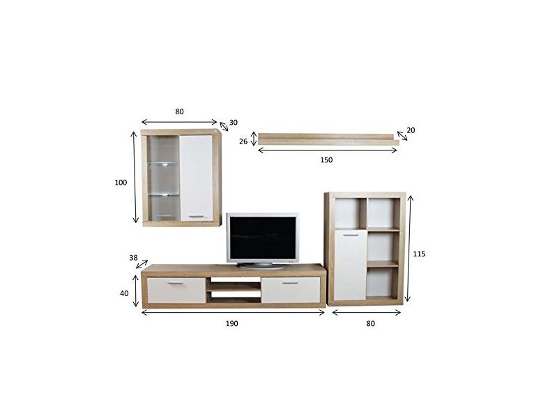 SANY NEW obývací stěna Dub sonoma / bílá včetně LED - 1 SANY NEW obývací stěna Dub sonoma / bílá včetně LED - 1