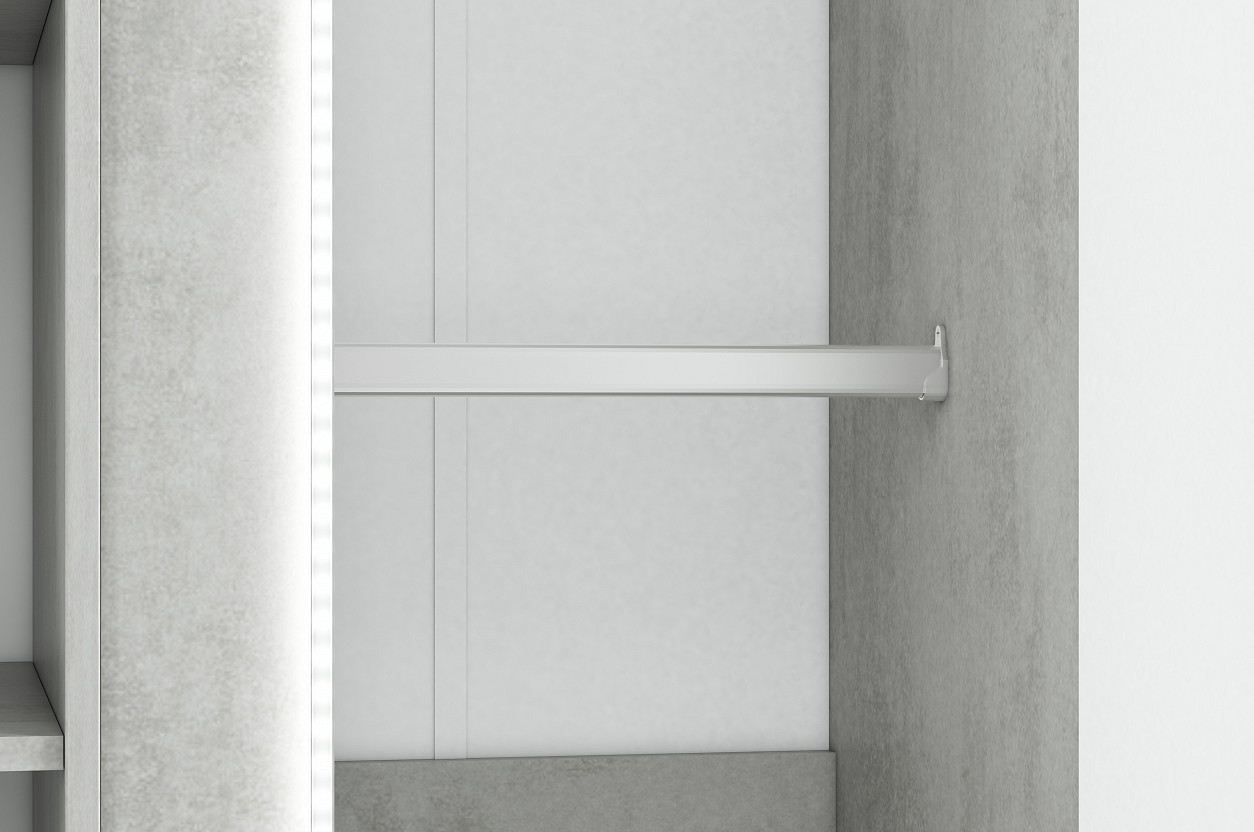 LAMIA 01 Šatní skříň 2D beton stříbrný, bílá lesk - 3