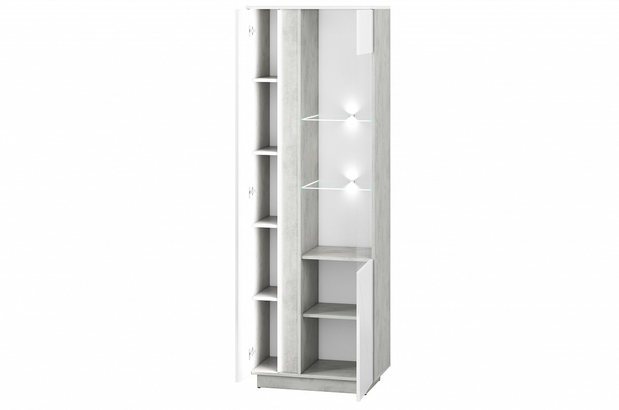 LAMIA 03P -vitrína 1D1W, lamino, beton/bílá lesk/bílá lesk MDF (ML) (LUMENS03P=2BALÍKY) (K150)NOVINKA - 1 LAMIA 03P -vitrína 1D1W, lamino, beton/bílá lesk/bílá lesk MDF (ML) (LUMENS03P=2BALÍKY) (K150)NOVINKA - 1