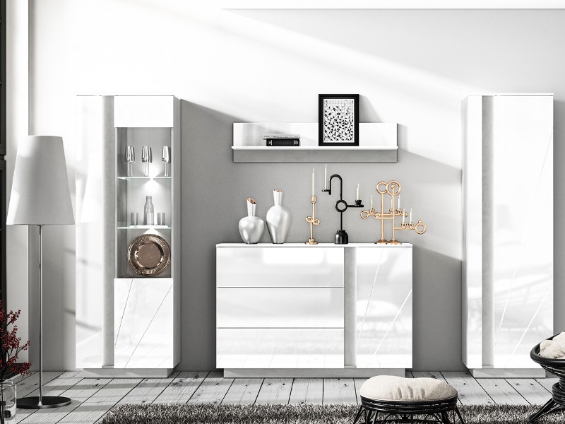 LAMIA 03P -vitrína 1D1W, lamino, beton/bílá lesk/bílá lesk MDF (ML) (LUMENS03P=2BALÍKY) (K150)NOVINKA - 7 LAMIA 03P -vitrína 1D1W, lamino, beton/bílá lesk/bílá lesk MDF (ML) (LUMENS03P=2BALÍKY) (K150)NOVINKA - 7
