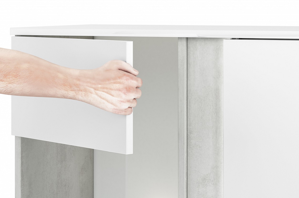 LAMIA 06 -komoda 3S2D, lamino, beton/bílá lesk/bílá lesk MDF (ML) (LUMENS06=2BALÍKY) (K150)NOVINKA - 2