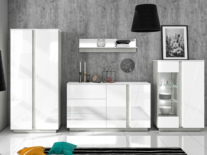 LAMIA 06 -komoda 3S2D, lamino, beton/bílá lesk/bílá lesk MDF (ML) (LUMENS06=2BALÍKY) (K150)NOVINKA - 7