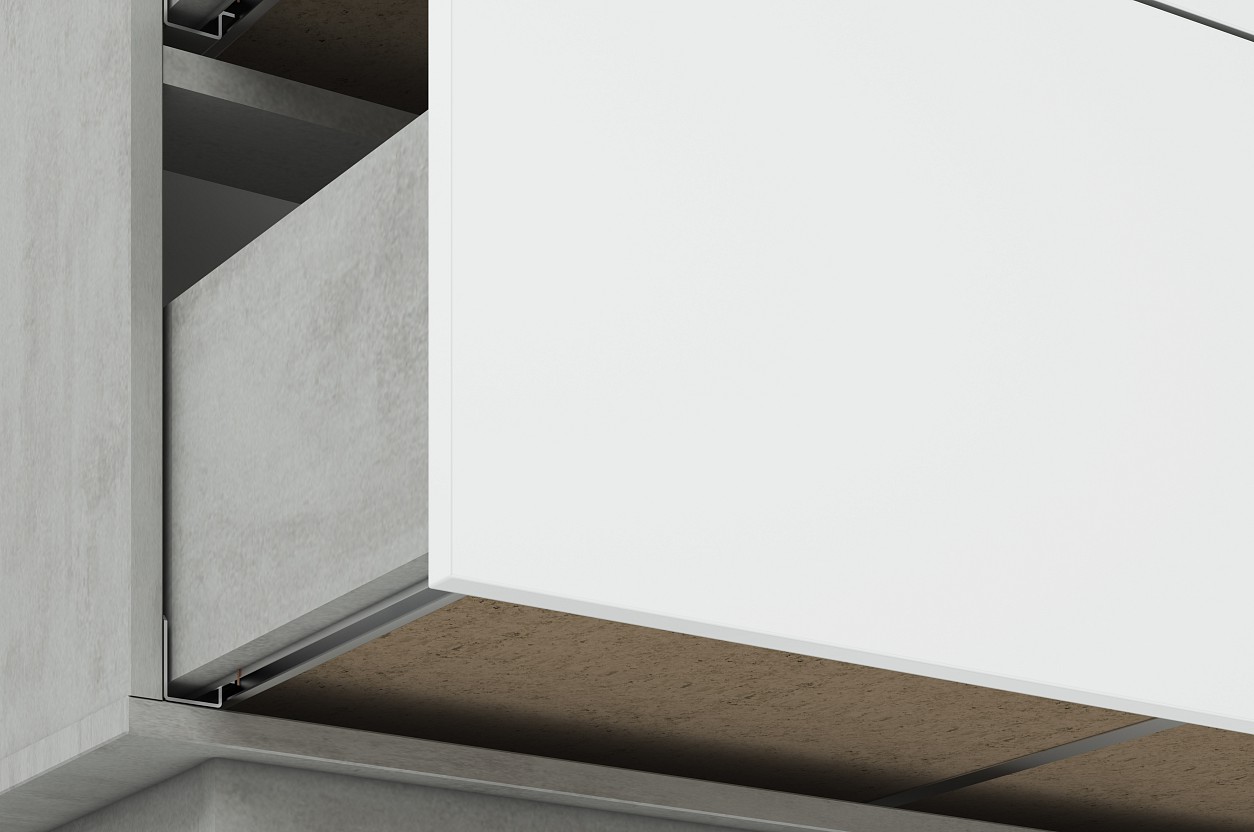 LAMIA 07 -komoda 3S1D, lamino, beton/bílá lesk/bílá lesk MDF (ML) (LUMENS07=2BALÍKY) (K150)NOVINKA - 3
