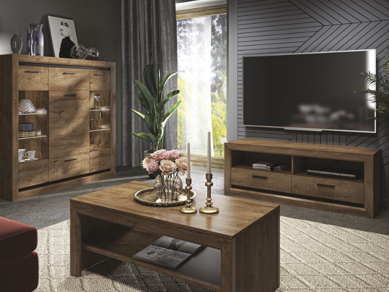 BENITO 13 -TV stolek 2S ,lamino Dub lefkas/černá (ML) (BALTICA13=2BALÍKY) (K150)NOVINKA - 4
