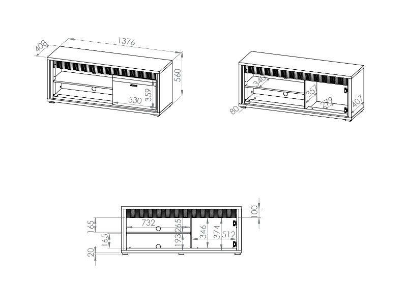 DAFNE 10 -Televizní stolek 1D,lamino Ořech/ bílá lesk MDF/ lišta A- bílá riflovaná (ML) (Dallas10=3BALÍKY) (K150)NOVINKA - 3