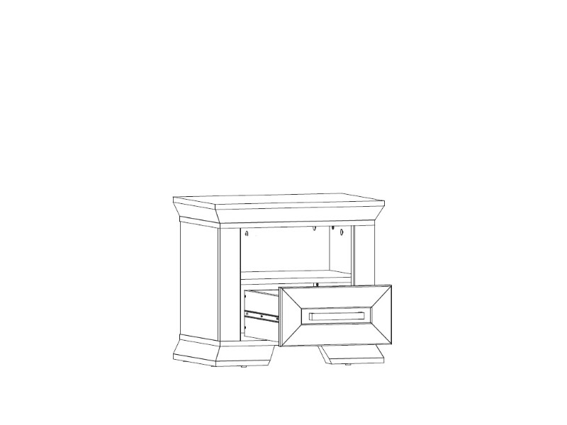 BELLUNO - Noční stolek 1S,  lamino bříza bílá/ dub sonoma tmavý (Marsel 013= 4BALÍKY )(U) (K150-E) - 1