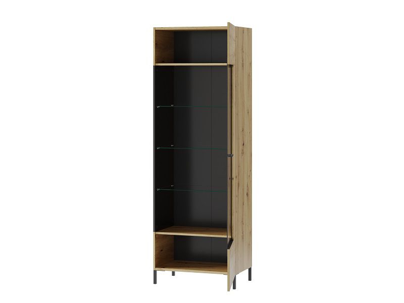 LAKI 10 L/P - VITRÍNA ÚZKÁ VYSOKÁ  - dub artisan /černý mat - 2