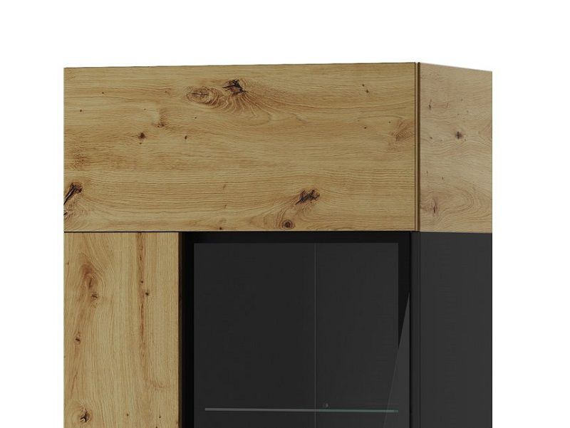 LAKI 10 L/P - VITRÍNA ÚZKÁ VYSOKÁ  - dub artisan /černý mat - 3