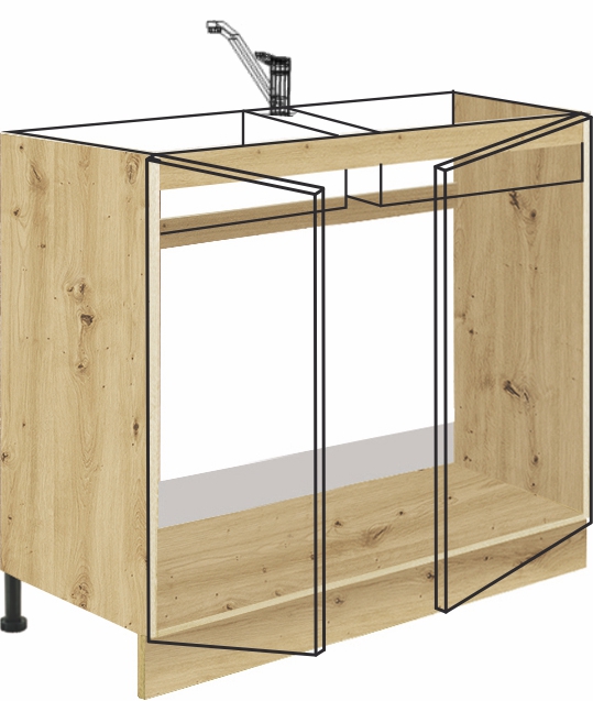 Dolní skříňka dřezová INF-13D Latte/Wood - 1