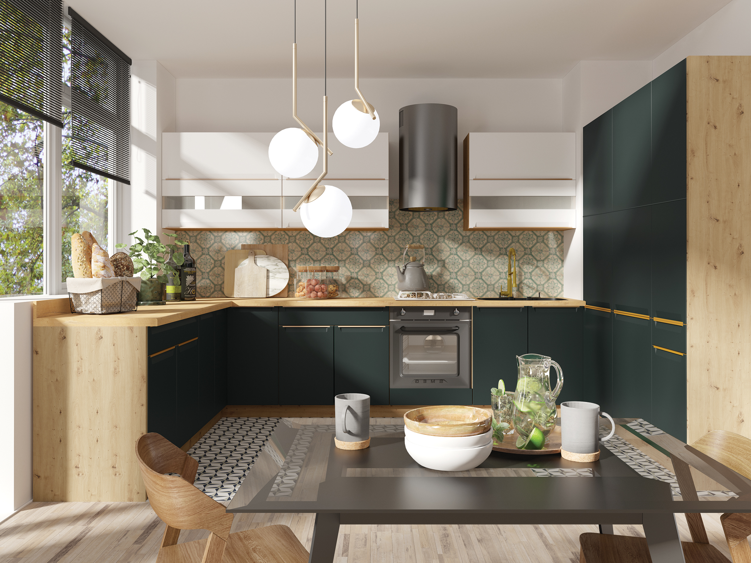 Horní vysoká skříňka GLA-48G Green - 4
