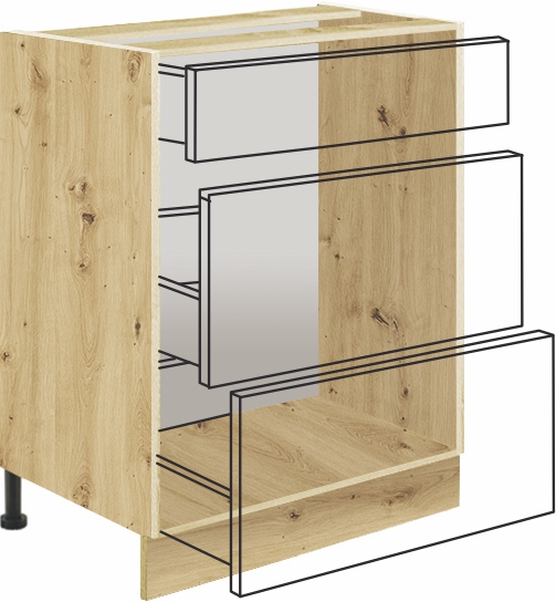 Dolní skříňka s šuplíky INF-10D Bílý lesk/Dub Artisan - 1