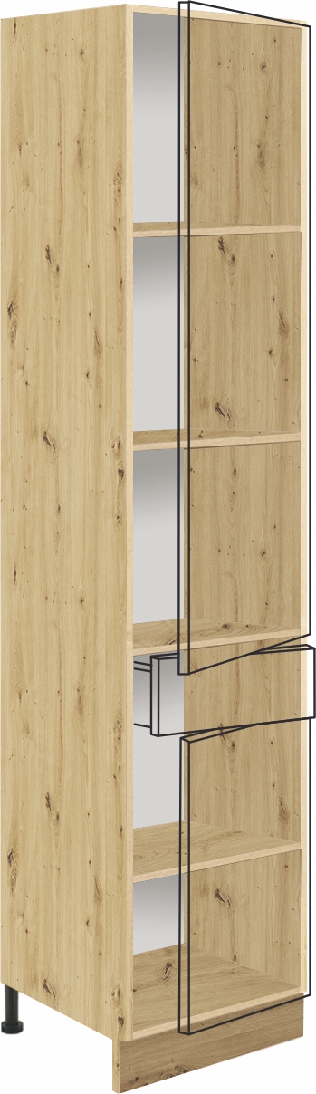 Vysoká skříňka INF-19D Bílý lesk/Dub Artisan - 1