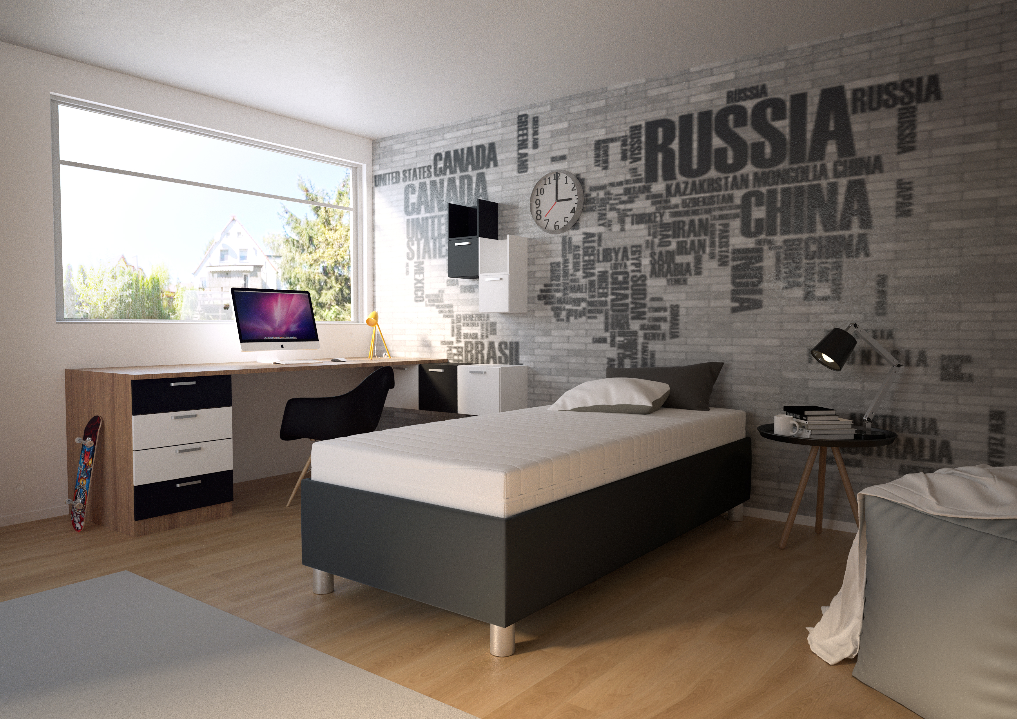 NEPTUN válenda s úložným prostorem, 90x200, Tmavě Šedá - 2