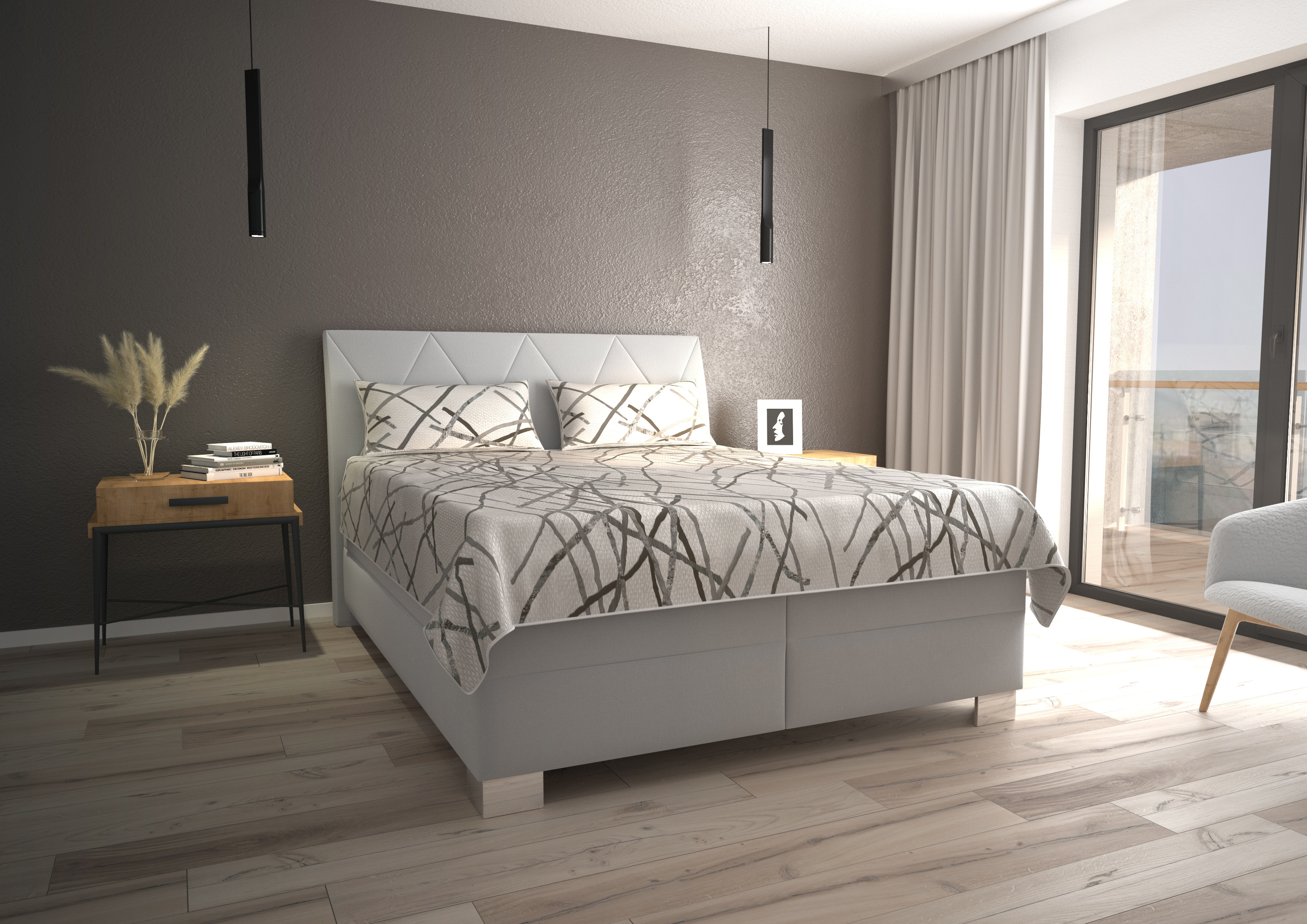 TIFFANY čalouněná postel, 160x200, světle šedá - 5