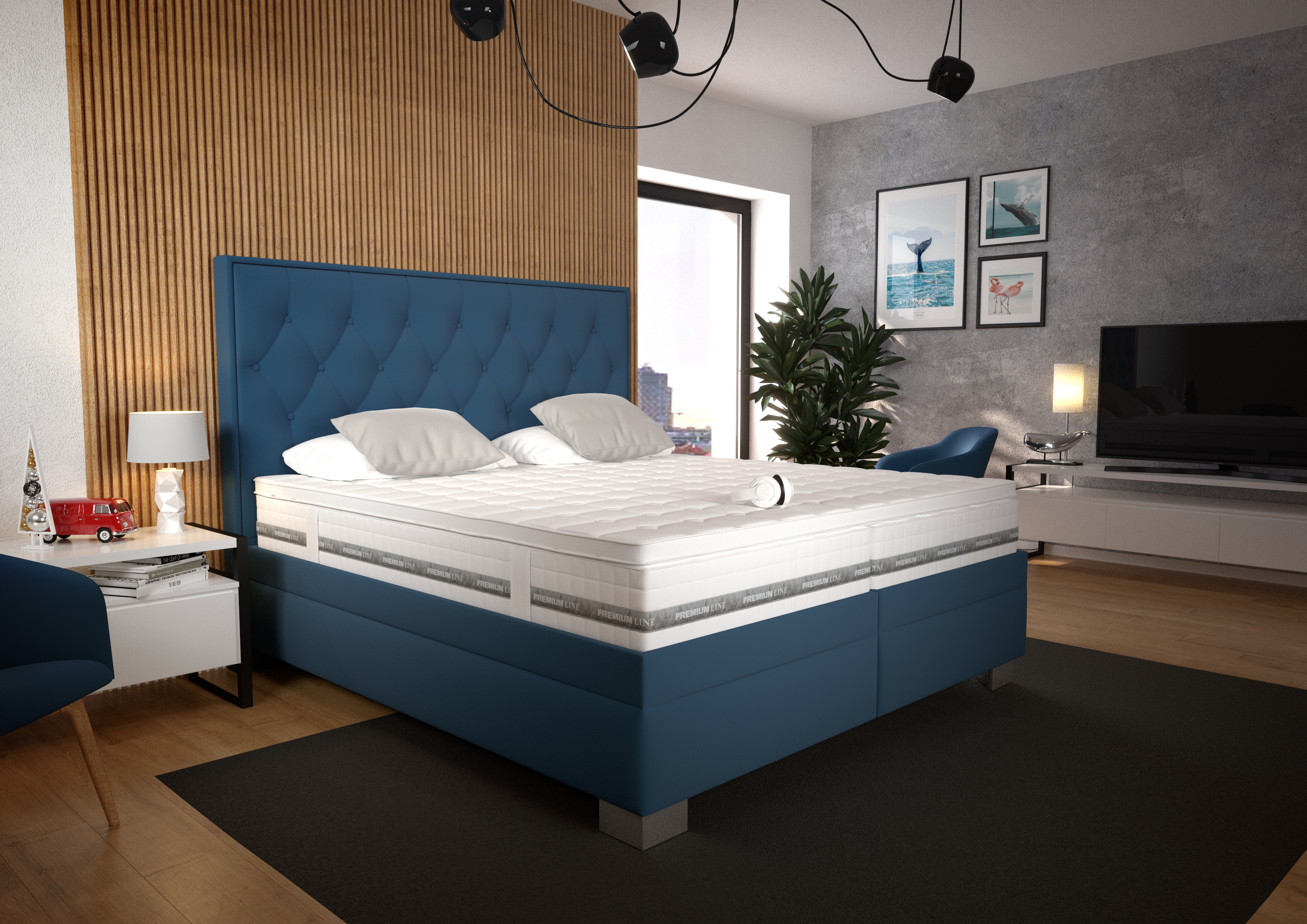 KERSTIN čalouněná postel, 180x200, Modrá - 7