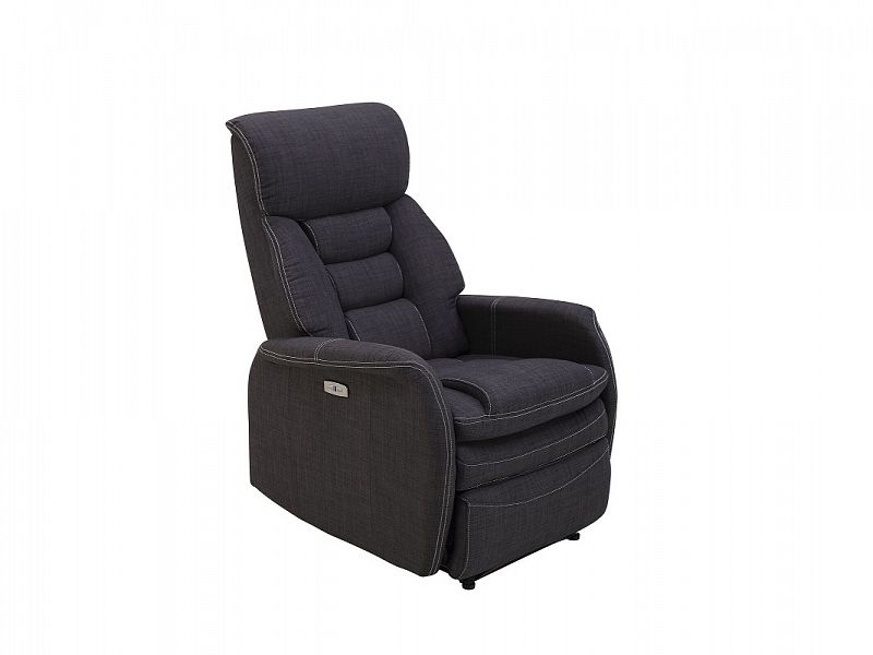 RIVIÉRA RELAX -relaxační křeslo elektrické ,USB port, tmavě šedá/bílé prošití - 1