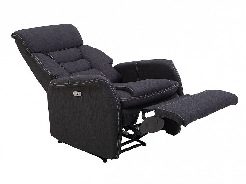 RIVIÉRA RELAX -relaxační křeslo elektrické ,USB port, tmavě šedá/bílé prošití - 2
